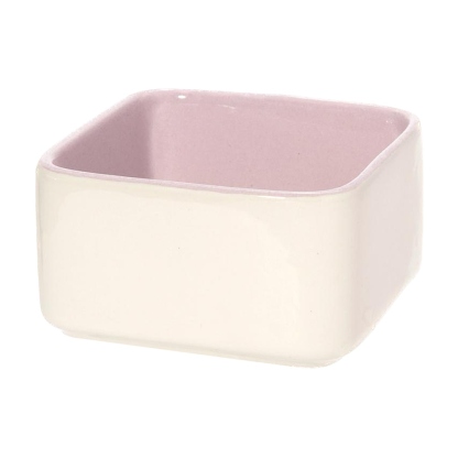 fuu 鳥・小動物の陶器の四角いエサ入れ パステル