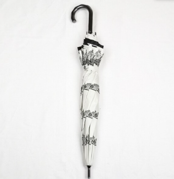 世界初の新機構　最強晴雨兼用トランスフォーム傘　猫柄　オフ白  27019OW