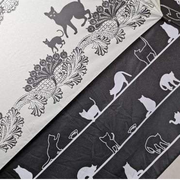 世界初の新機構　最強晴雨兼用トランスフォーム傘　猫柄　オフ白  27019OW