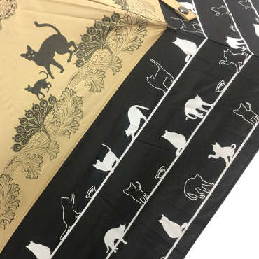 世界初の新機構　最強晴雨兼用トランスフォーム傘　猫柄　ベージュ  27019BE