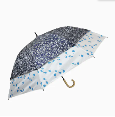 世界初の新機構　最強晴雨兼用トランスフォーム傘　フラワー＆フラワー　紺　27025NV