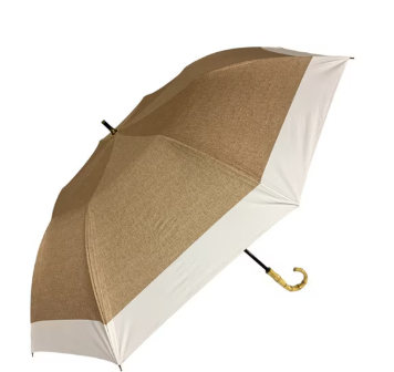 最強晴雨兼用ショートワイド傘ダンガリープリント　ベージュ　27394BE