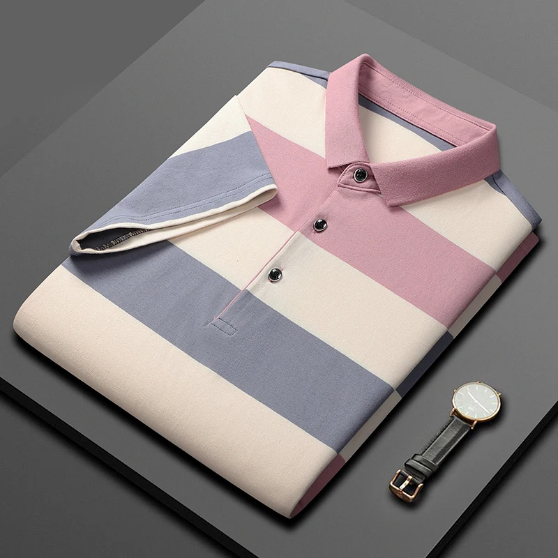 Men'S Classic Striped Polo Shirt