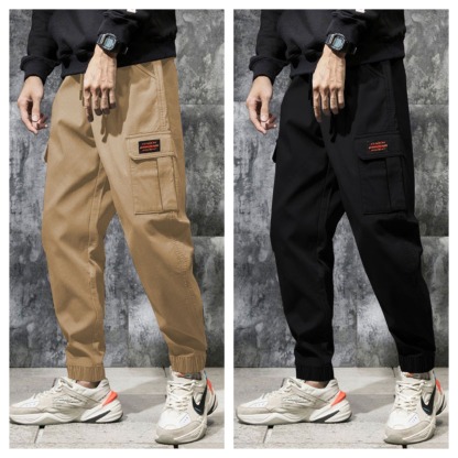 Men’s Solid Cargo Pants – Pack of 2