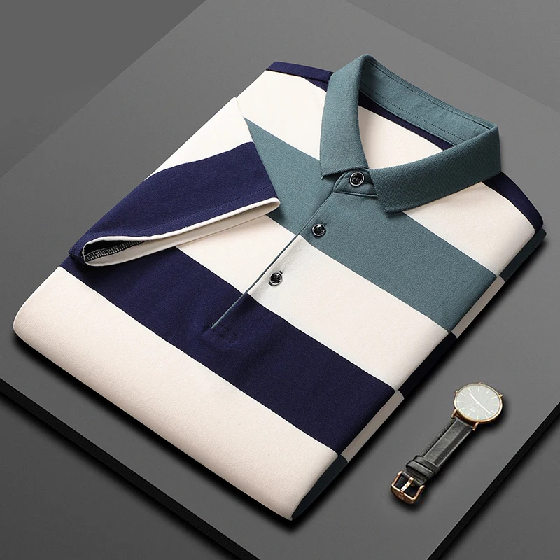 Men'S Classic Striped Polo Shirt