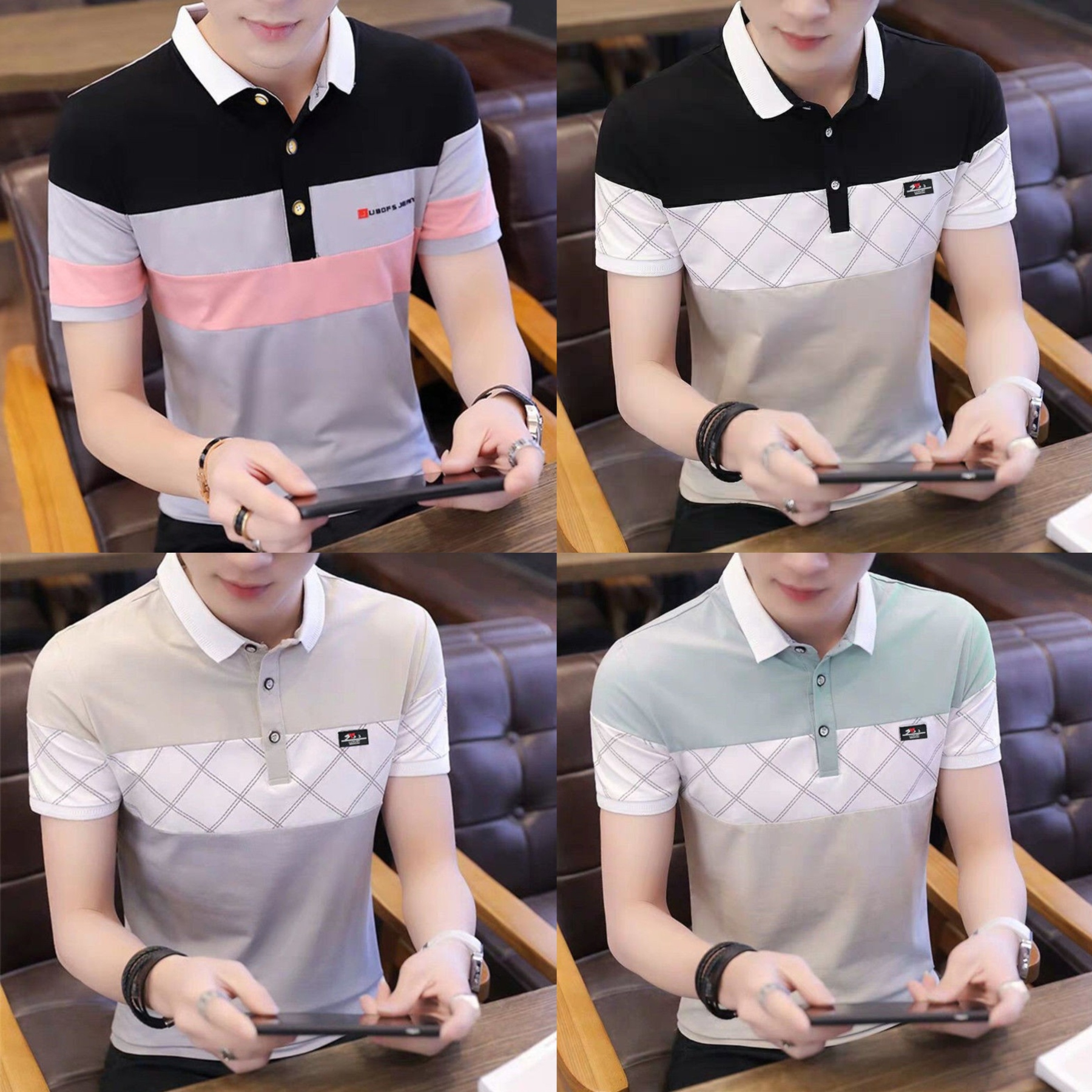 Contemporary Diamond Panel Quad