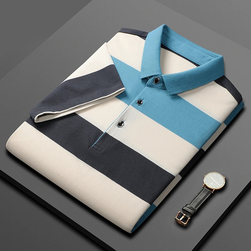 Men'S Classic Striped Polo Shirt