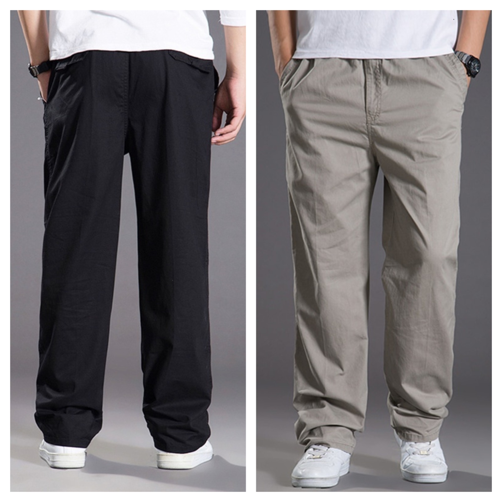Men’s Solid Cargo Pants – Pack of 2