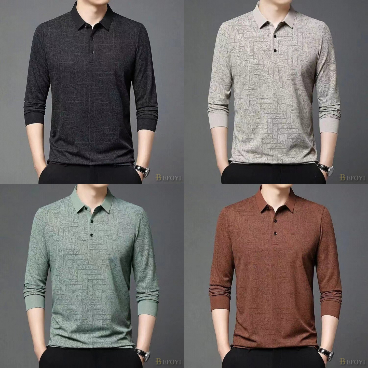 Men's Long Sleeve T-shirt Business Casual