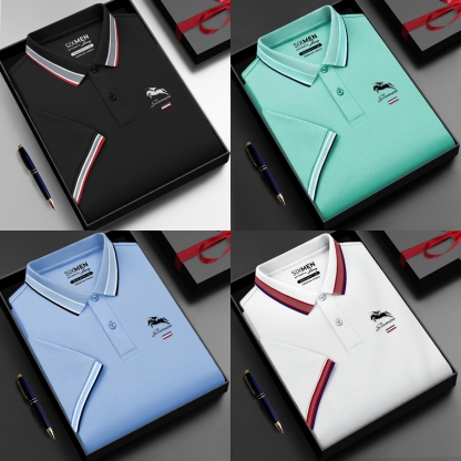 Signature Luxe Polo Collection – Pack of 4 (Black | Aqua | Sky Blue | White)