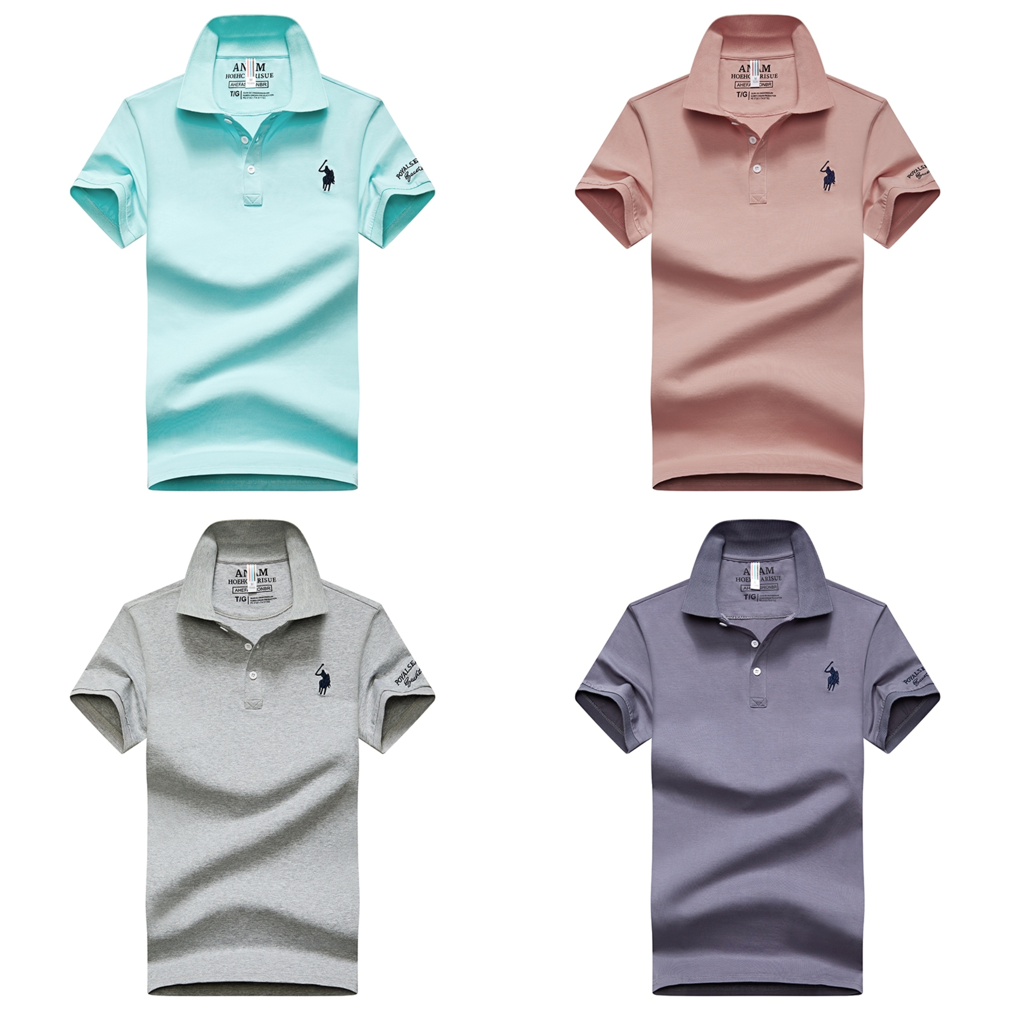 The Serenity Pastel Polo Collection – Pack of 4 (Mint | Mauve | Grey | Slate)