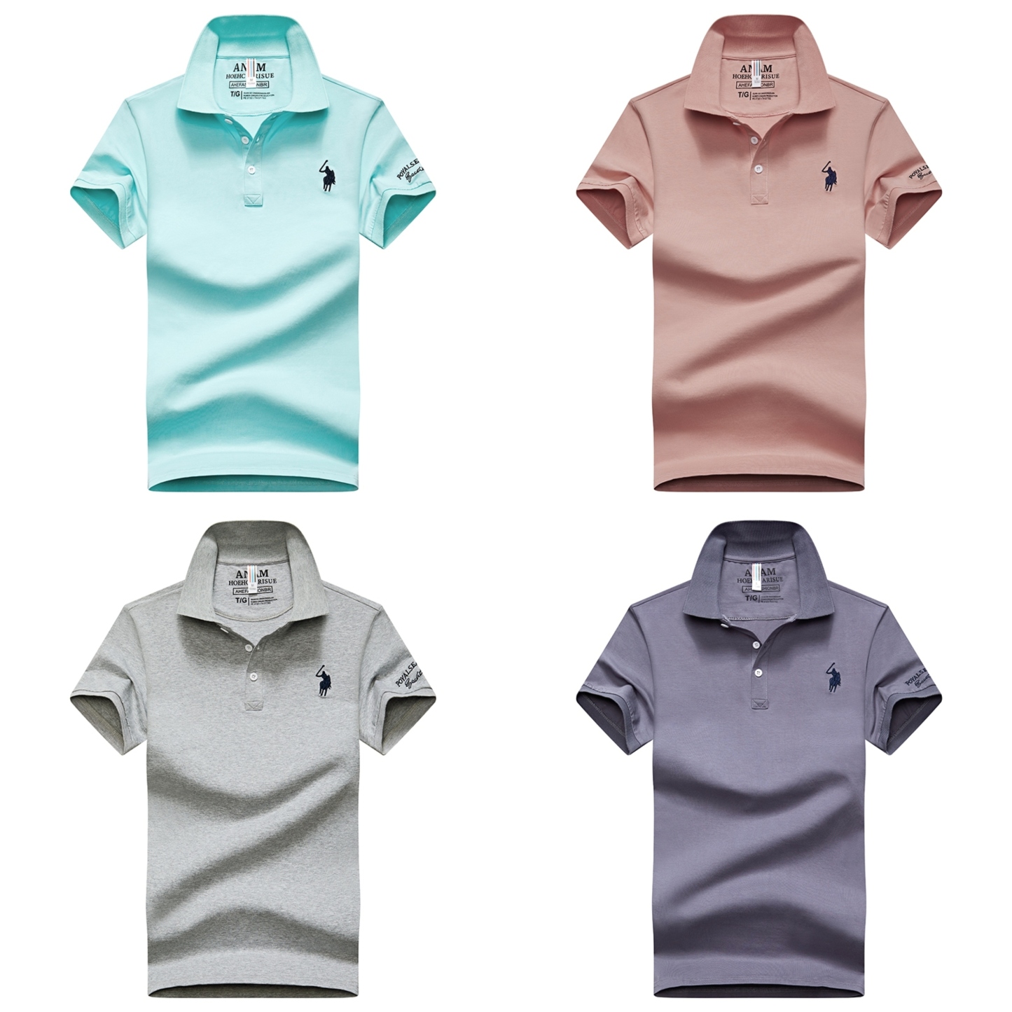 The Serenity Pastel Polo Collection – Pack of 4 (Mint | Mauve | Grey | Slate)