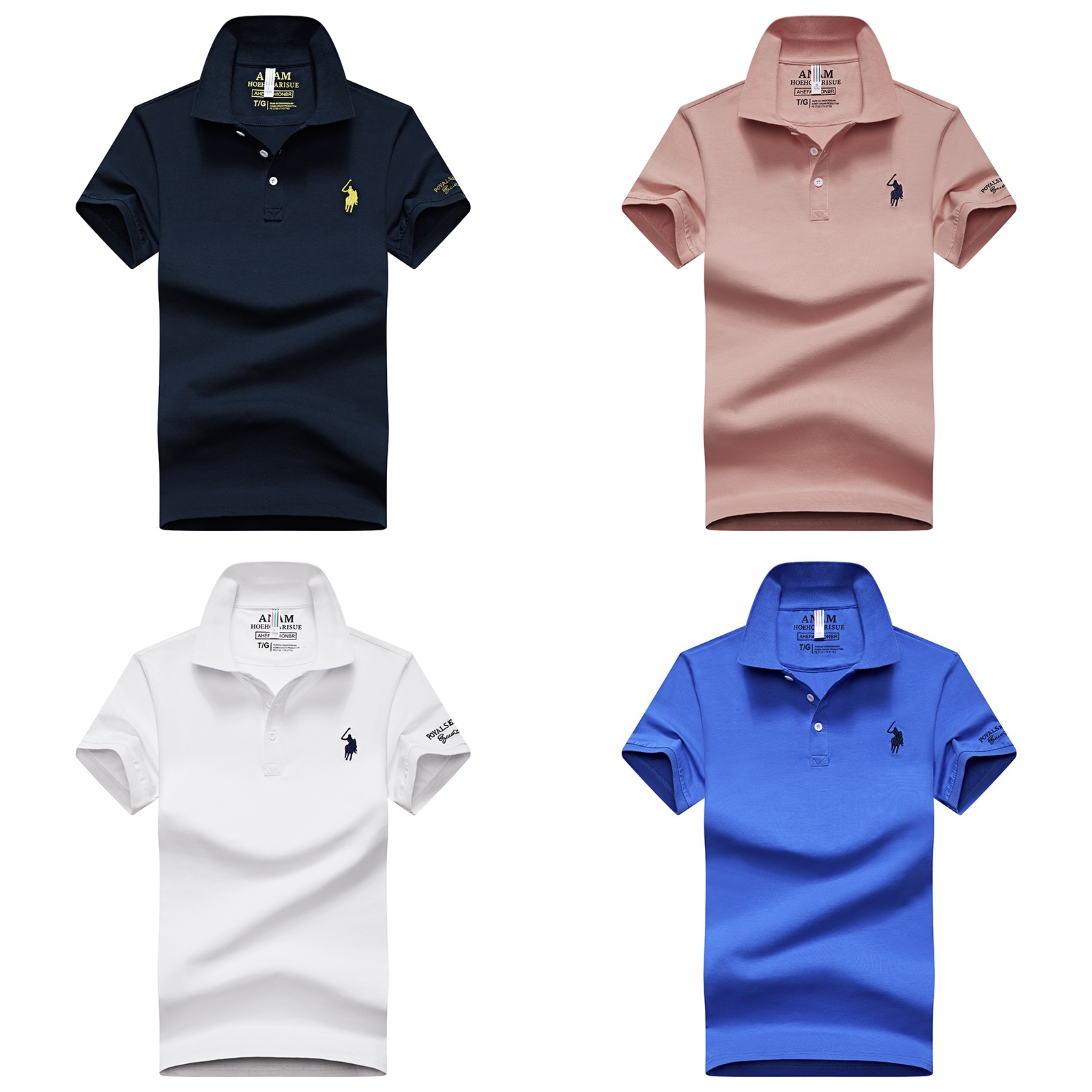 Elite Classic Polo Collection – Pack of 4 (Navy | Mauve | White | Royal Blue)