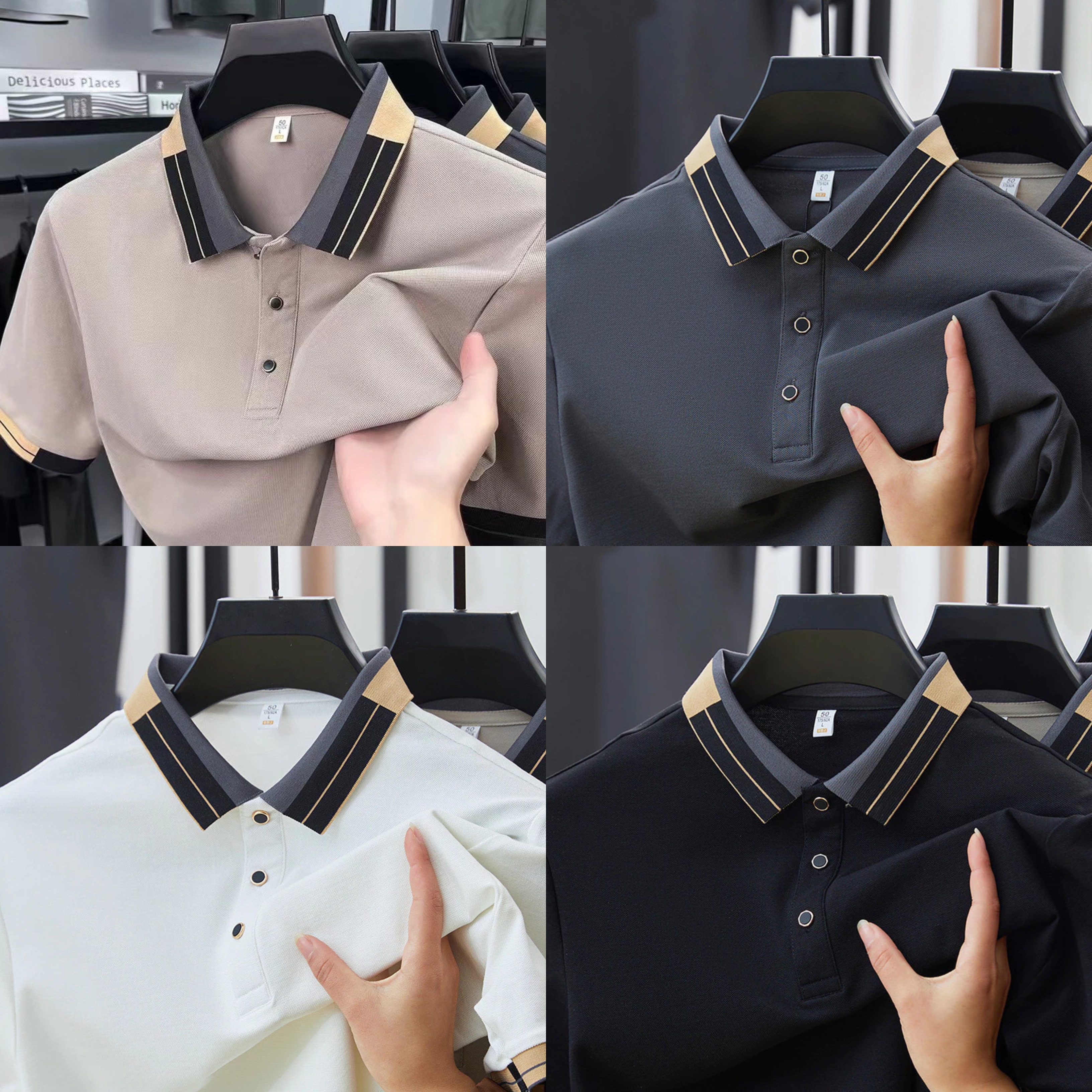 ROYAL STRIPE COLLAR POLO SET (Pack of 4)