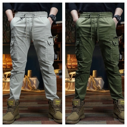 Men’s Utility Cargo Pants with Belt Loops – Pack of 2