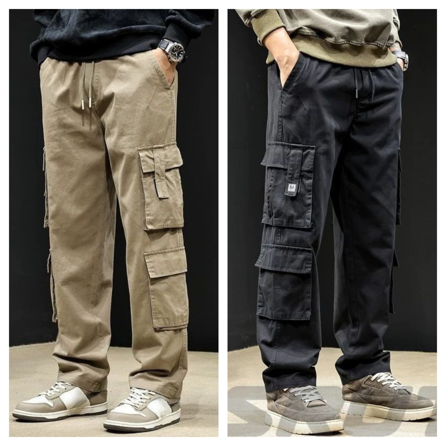 Men’s Straight Fit Utility Cargo Trousers – Pack of 2