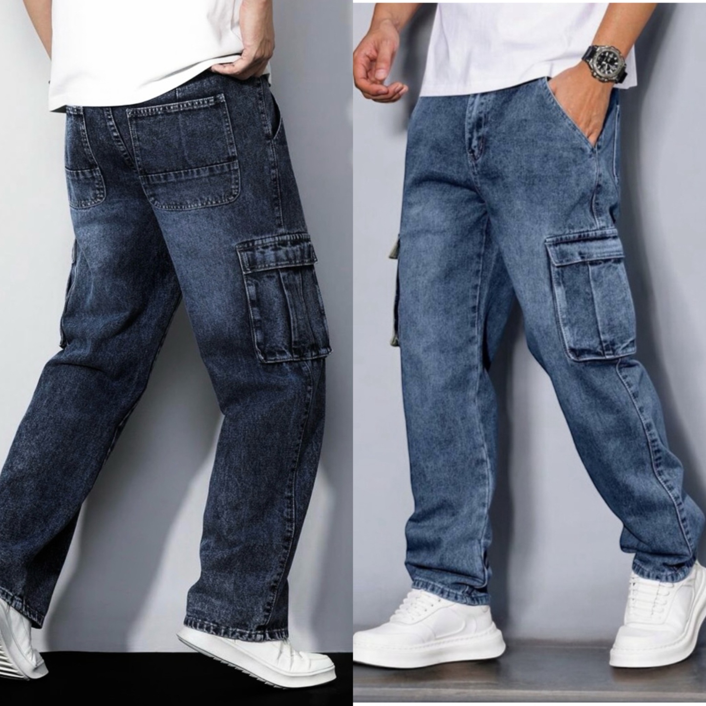 Men’s Relaxed Cargo Jeans – Pack of 2