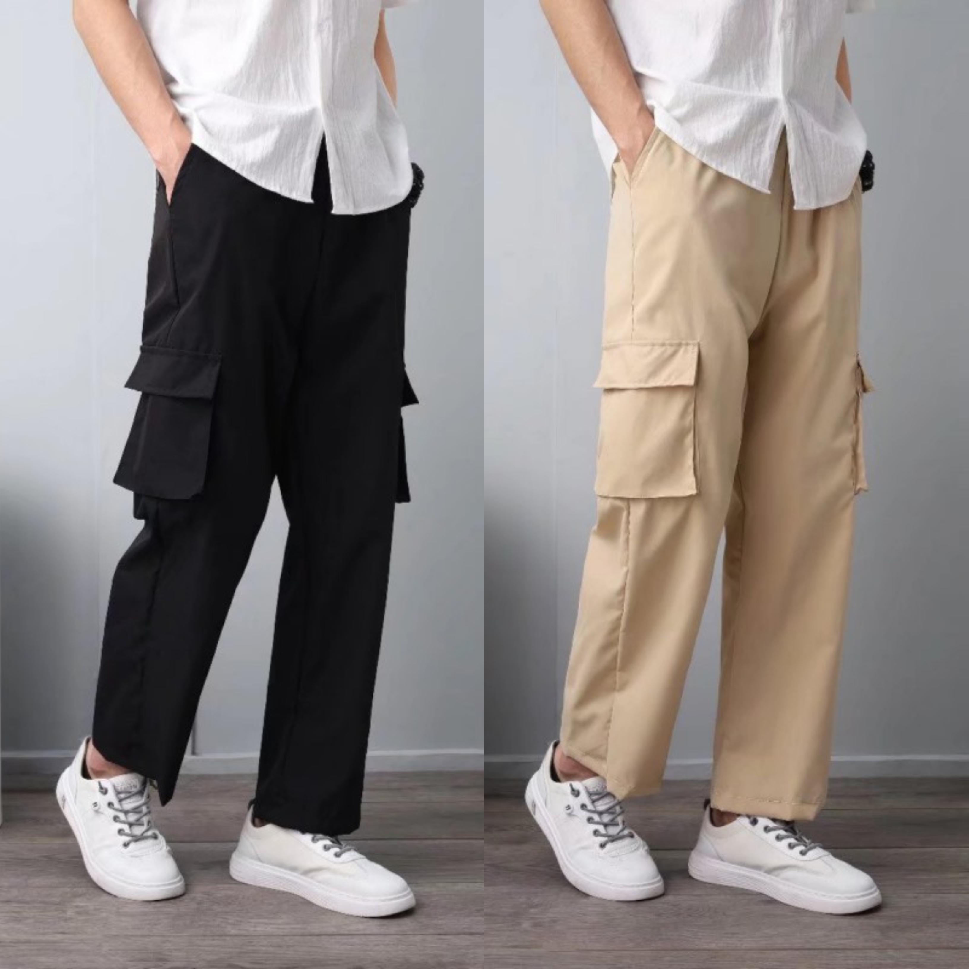 Men’s Wide-Fit Cargo Pants – Pack of 2