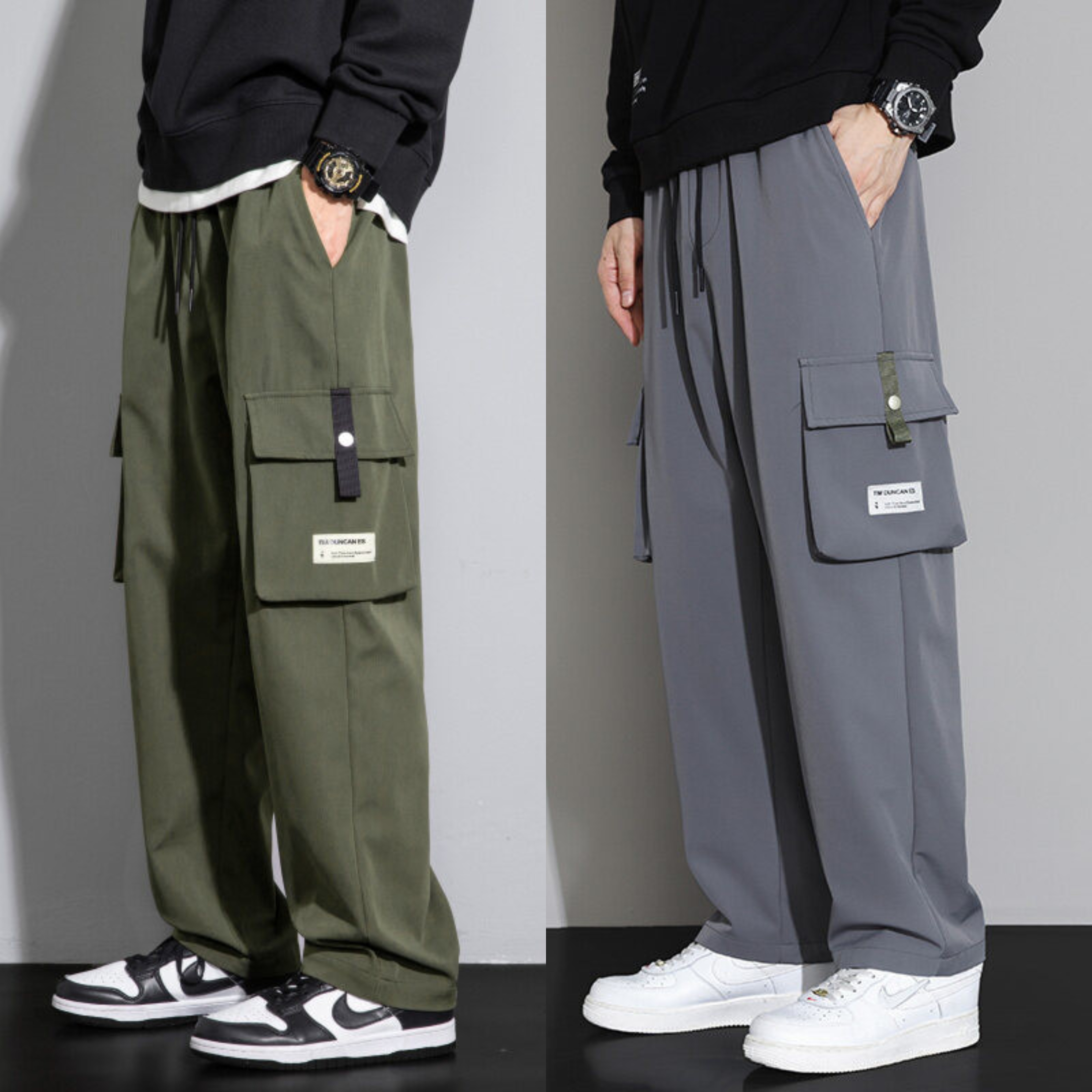  Men Loose Straight Oversize Multi-Pocket