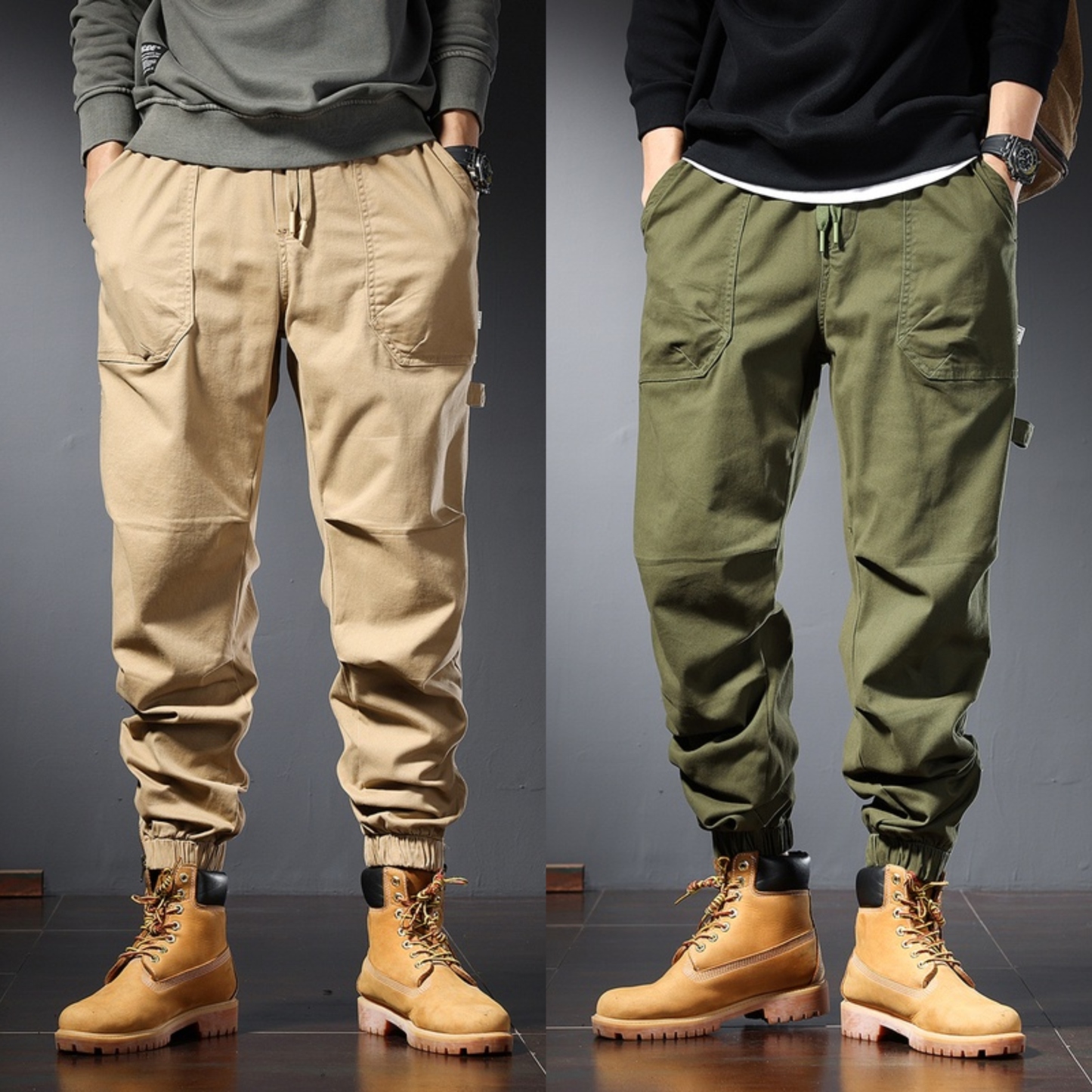 lus Size Cargo Pants for Men Army Green Khaki Cotton