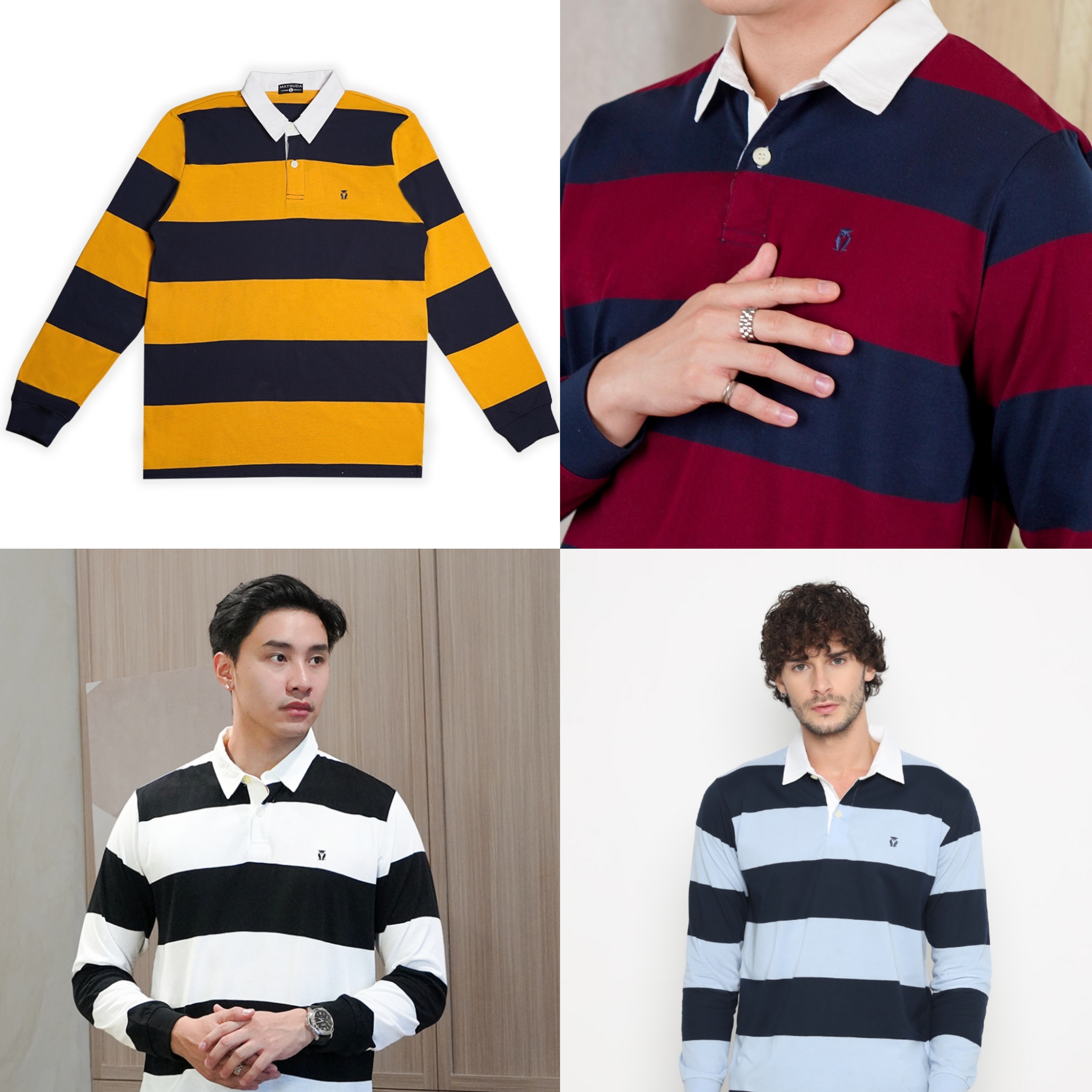 Retro Collegiate Stripe Polo Collection – Pack of 4