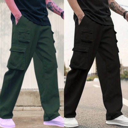 ShadowStride Utility Cargo Pants – Forest Green & Black Edition