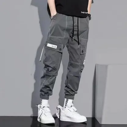 Classic Streetwear Casual Men Ribbons Joggers Pants ( Pack of 2 )