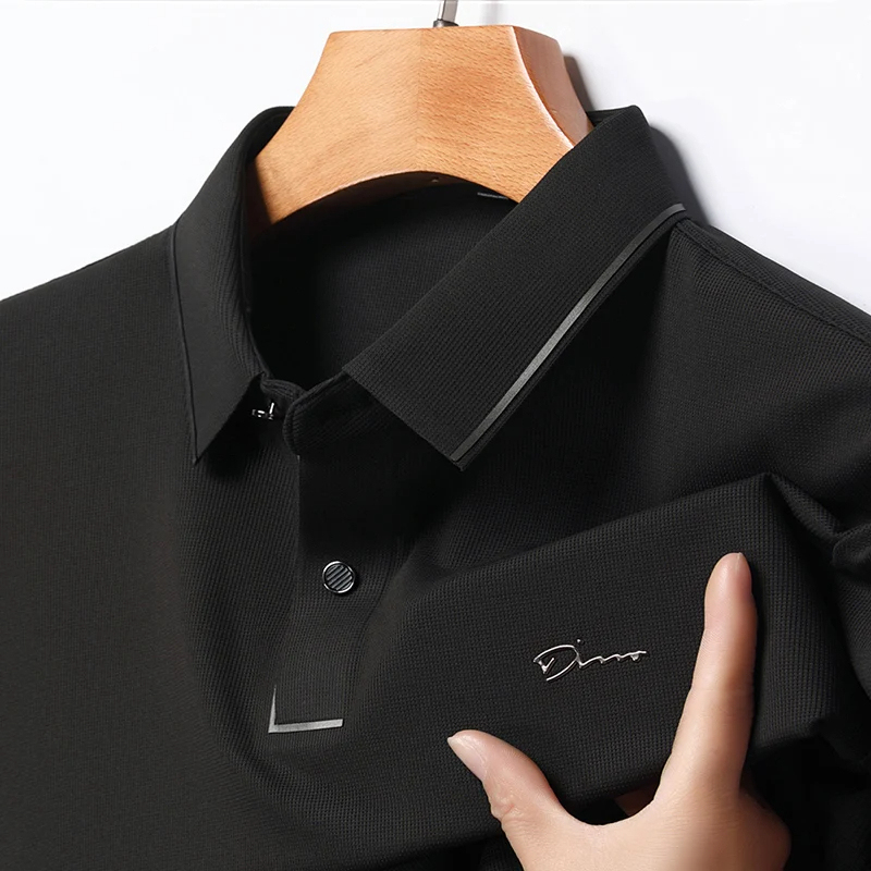 2024 Summer Ice Silk Seamless Breathable Polo Shirt