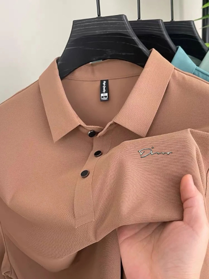 New Summer Men's Ice Silk Elastic Golf Polo T- Shirt