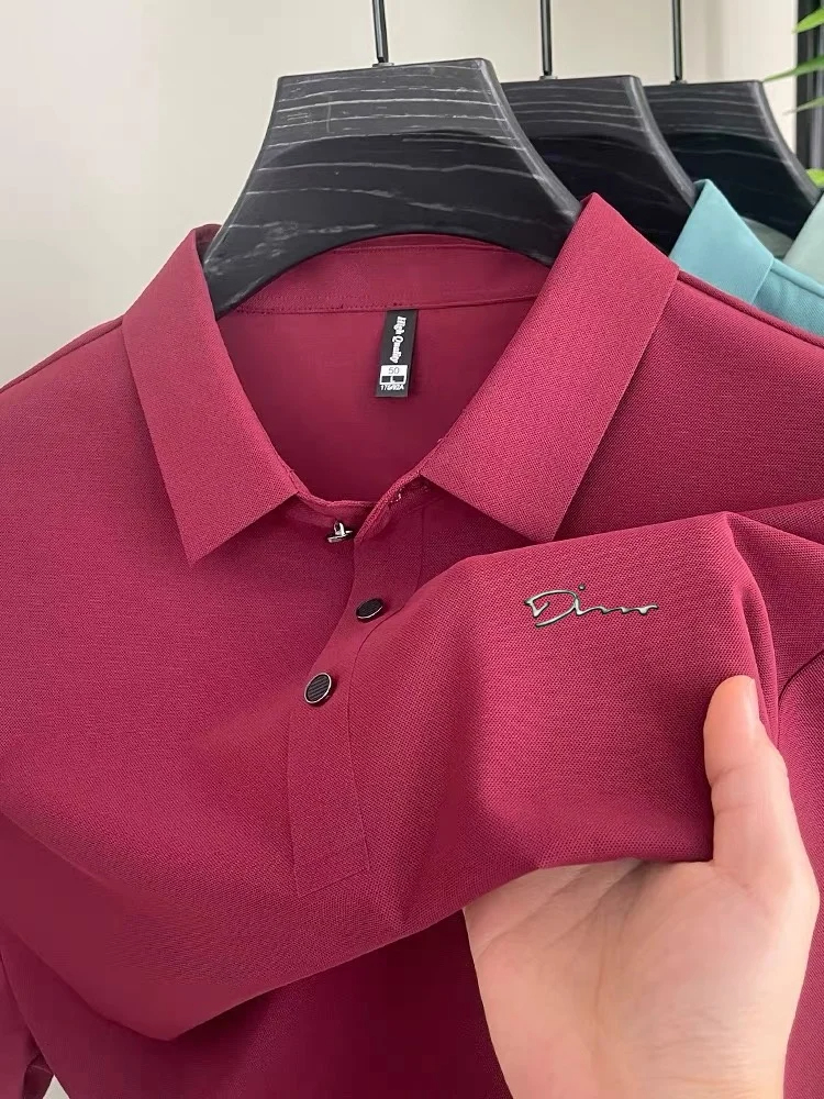 New Summer Men's Ice Silk Elastic Golf Polo T- Shirt