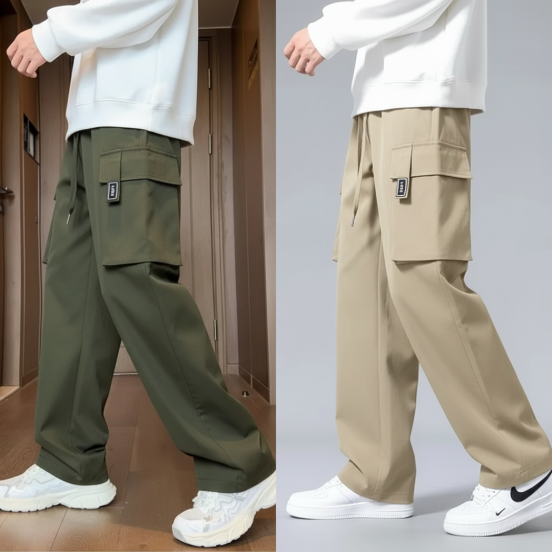 DripCore Wide Fit Cargo Pants – Pack of 2