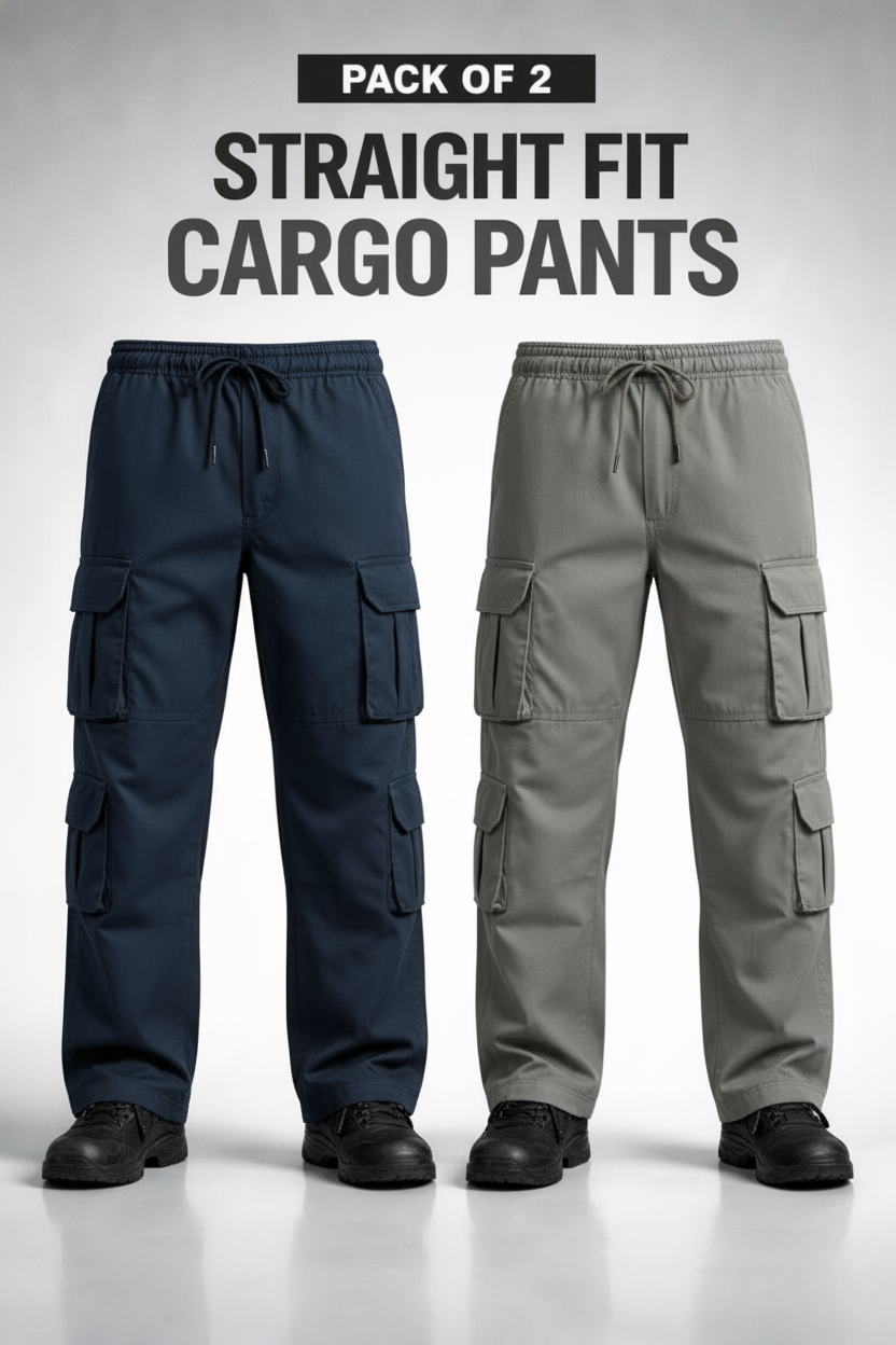 All-Day Comfort Straight Fit Cargo – Pack of 2