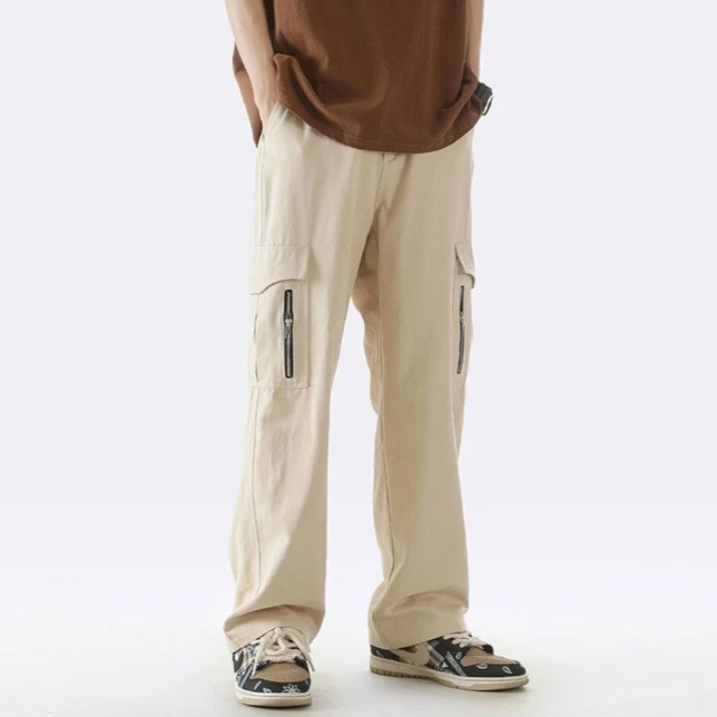 StreetEdge Utility Wide-Leg Cargo Pants – Sand Beige & Earth Brown
