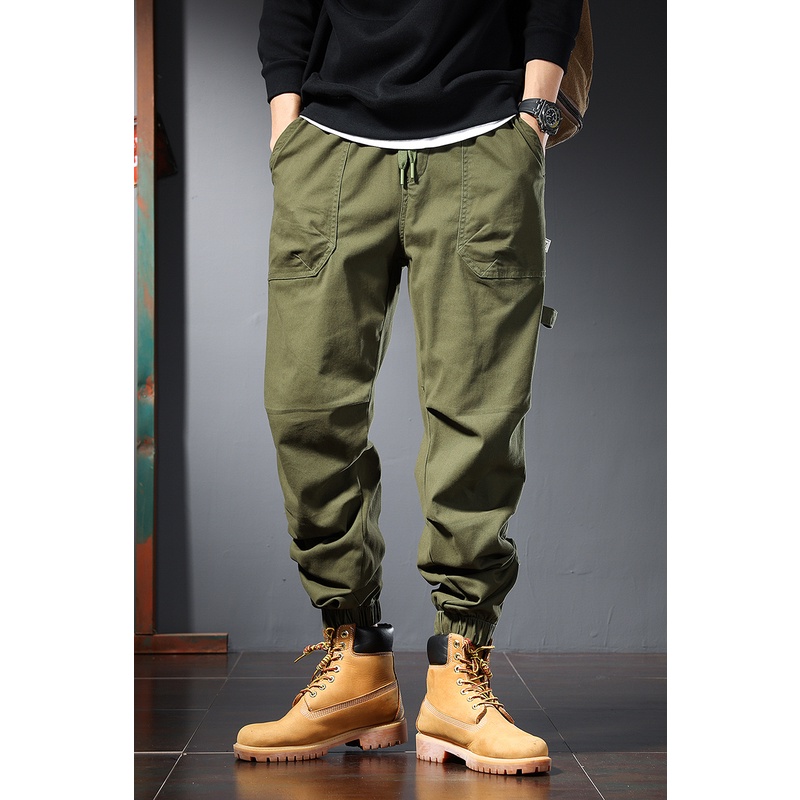 lus Size Cargo Pants for Men Army Green Khaki Cotton