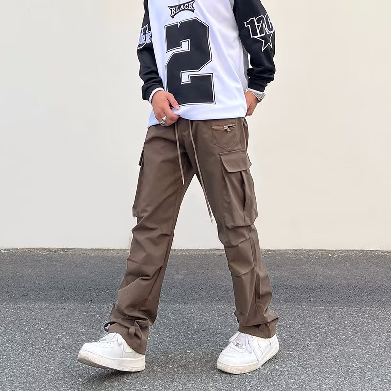 Unisex Cotton Street Style Coffee Cargo Pants