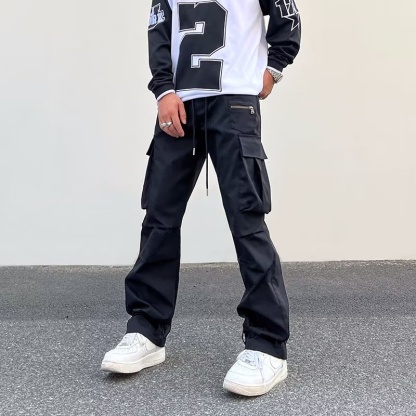 Unisex Cotton Street Style Coffee Cargo Pants