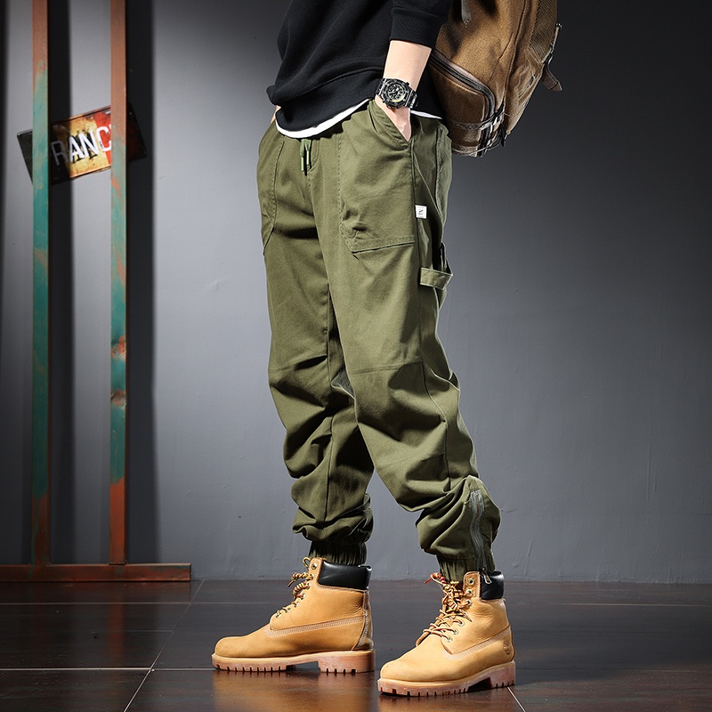 lus Size Cargo Pants for Men Army Green Khaki Cotton