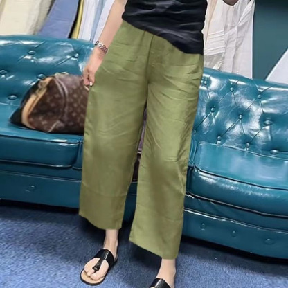 顯瘦神褲超百搭亞麻直筒褲