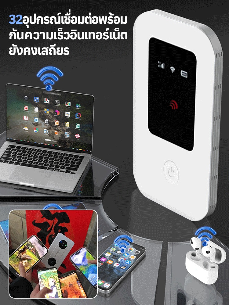 【ไม่มีค่าเช่ารายเดือน ไม่ต้องใส่ซิมการ์ด】WiFi พกพาความเร็วสูง