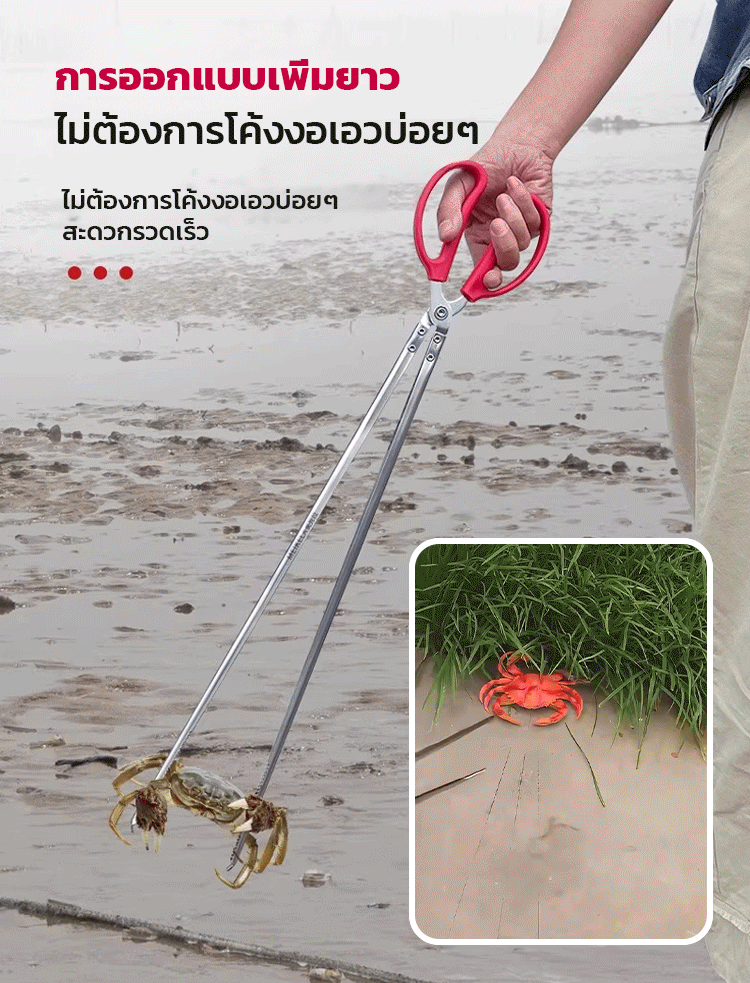 ด้ามยาวไม่ต้องการงอเอว ที่คีบของกันลื่นอเนกประสงค์