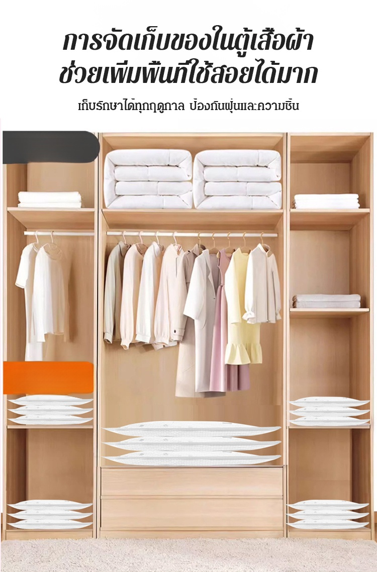 【ประหยัดพื้นที่อย่างรวดเร็วใน 3 วินาที】ถุงเก็บของสุญญากาศ