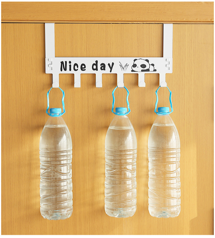 ที่แขวนของเหล็กกล้าคาร์บอนแบบ6ตะขอไม่ต้องเจาะรูสำหรับหลังประตู