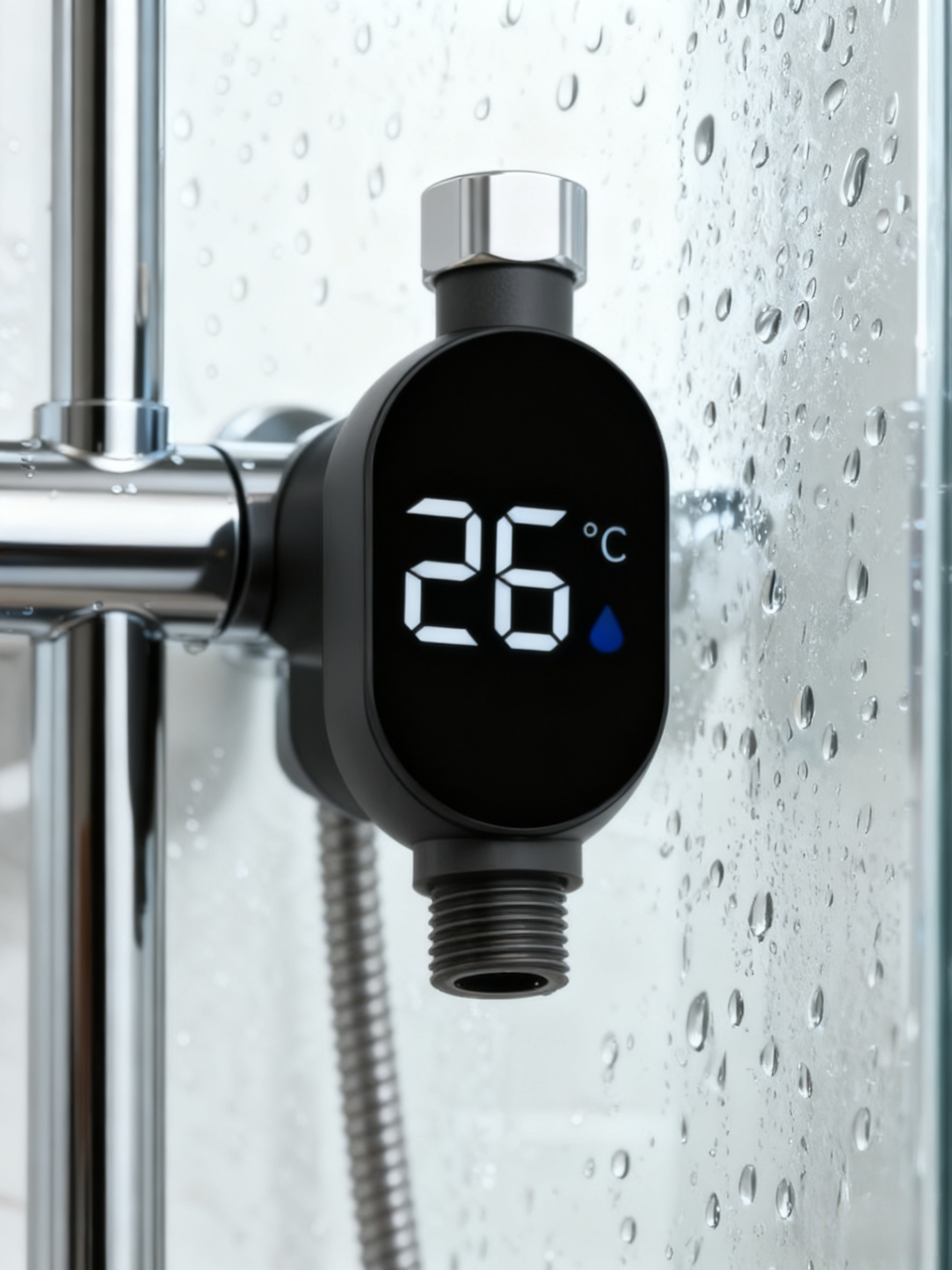 【เสียบปลั๊กใช้งานได้ทันที ไม่ต้องจ่ายค่าไฟฟ้า】หัวฝักบัวกันน้ำอัจฉริยะพร้อมจอแสดงอุณหภูมิ