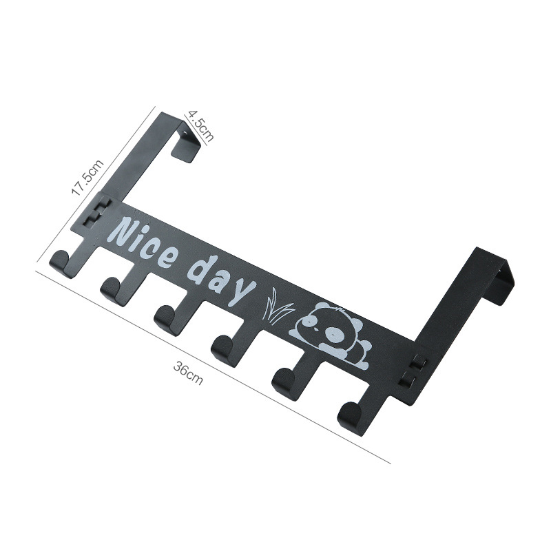 ที่แขวนของเหล็กกล้าคาร์บอนแบบ6ตะขอไม่ต้องเจาะรูสำหรับหลังประตู