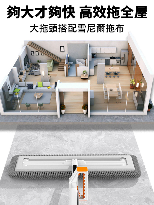 超強吸水雪尼爾平板拖把