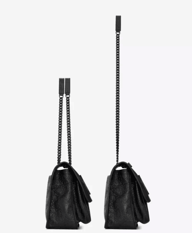 NIKIミディアムソフトクロコダイルエンボスレザーハンドバッグ