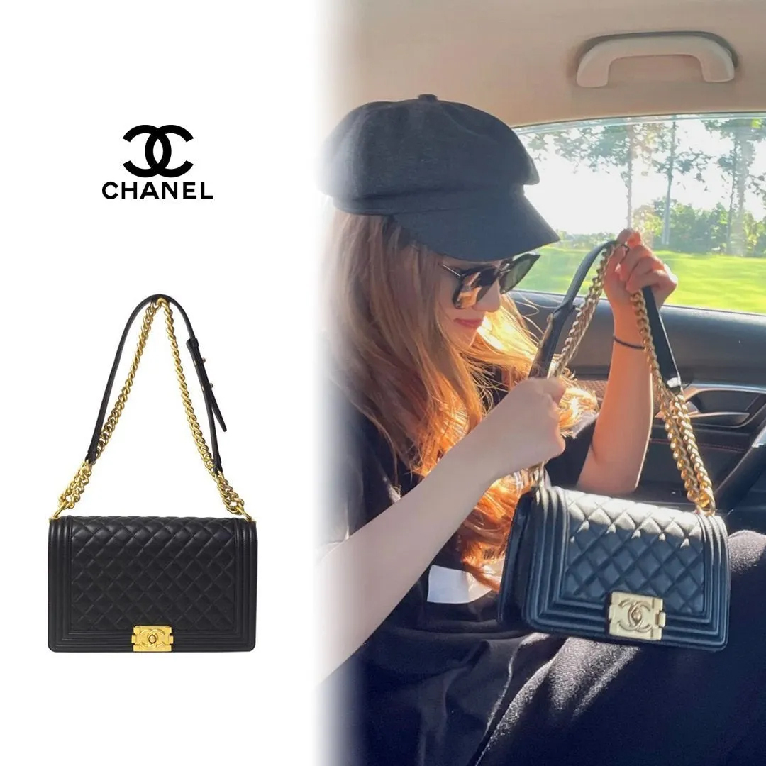 (シャネル )ボーイキャビアスキンショルダBAG