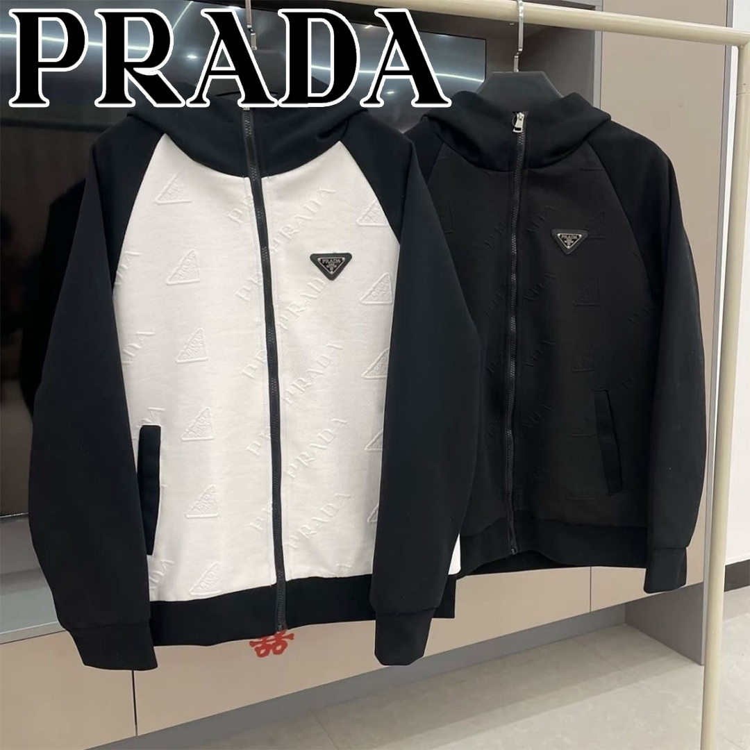 セール 人気モデル[PRADA] プラダ アウター   新しい刺繍入りフード付きジャケット