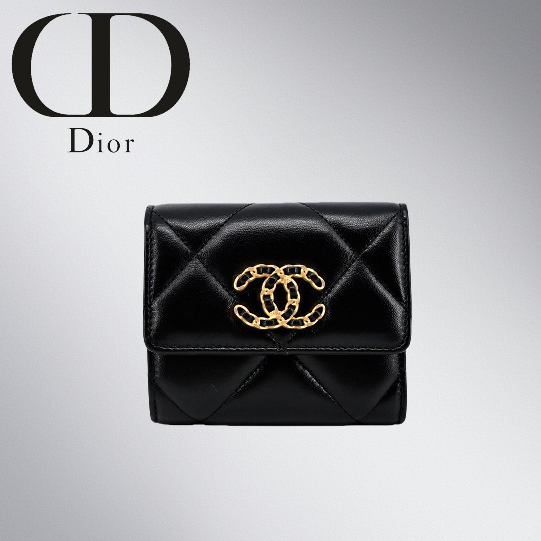 (シャネル)AP1064フラップ ウォレット財布☆ブラック