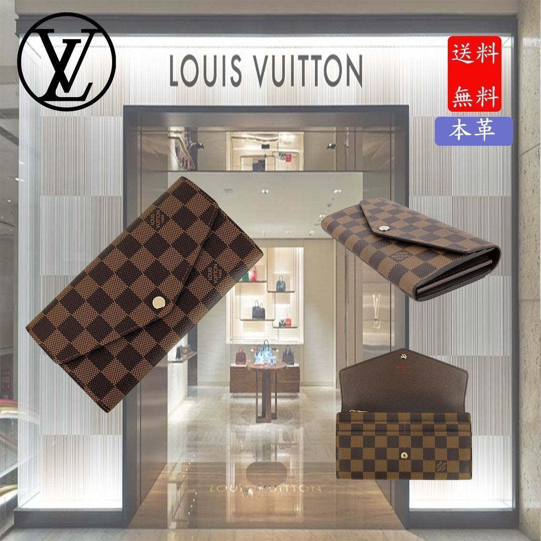 ルイヴィトン ポルトフォイユ サラ 二つ折り長財布 ダミエ レザー ブラウン ロングフラップウォレット 定番 人気 財布